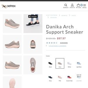 Aetrex Danika Arch Support Sneaker in Gray